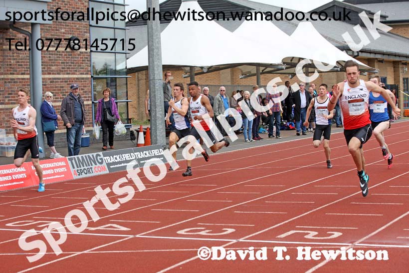 Mens under-20s 100 metres, EAP International Combined Events, Hexham Northumberland. Photo: David T. Hewitson/Sports for All Pics